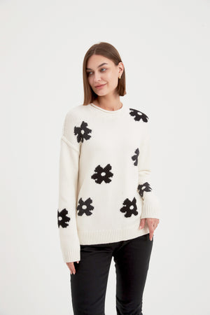 FLOWER CONTRAST KNIT