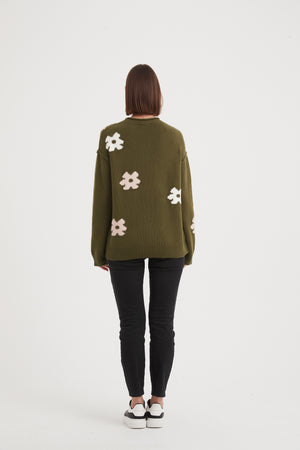 FLOWER CONTRAST KNIT