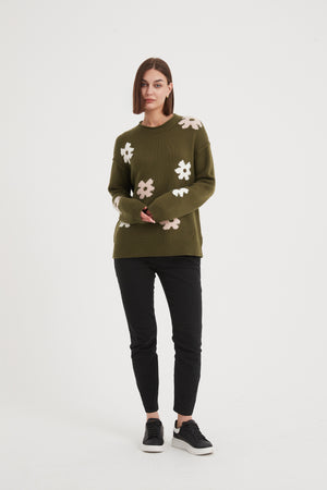 FLOWER CONTRAST KNIT