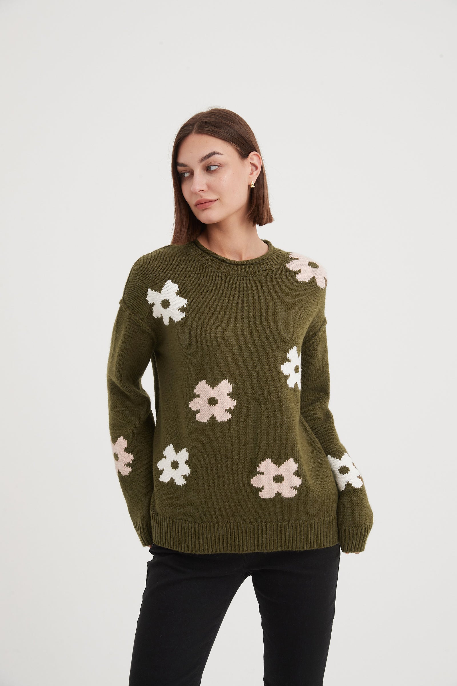 FLOWER CONTRAST KNIT