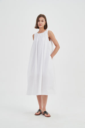 PLEAT NECK DRESS