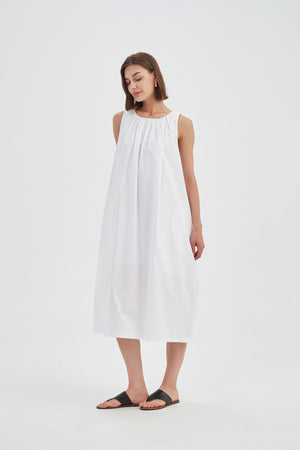 PLEAT NECK DRESS