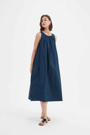 PLEAT NECK DRESS