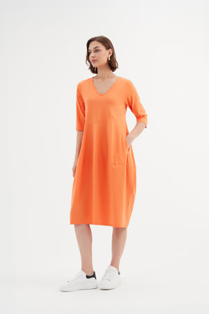 V NECK DIAGONAL SEAM DRESS