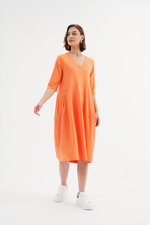 V NECK DIAGONAL SEAM DRESS