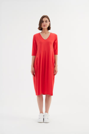 V NECK DIAGONAL SEAM DRESS