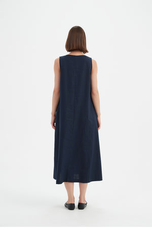 INVERTED PLEAT A-LINE DRESS