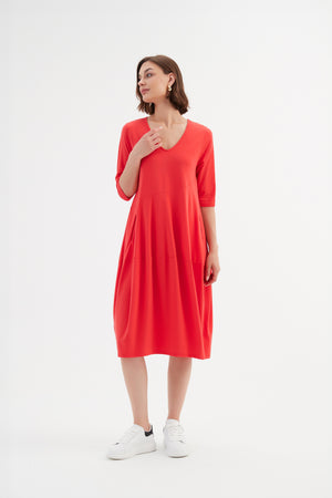 V NECK DIAGONAL SEAM DRESS