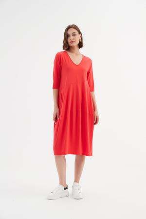 V NECK DIAGONAL SEAM DRESS