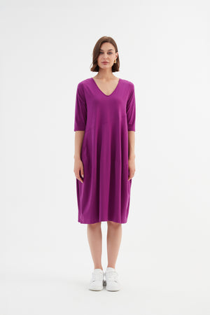 V NECK DIAGONAL SEAM DRESS