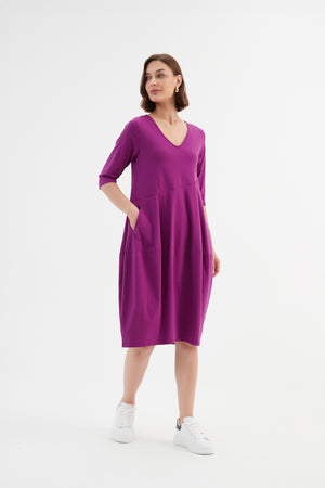 V NECK DIAGONAL SEAM DRESS