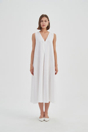 INVERTED PLEAT A-LINE DRESS