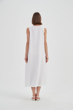 INVERTED PLEAT A-LINE DRESS