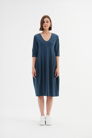 V NECK DIAGONAL SEAM DRESS