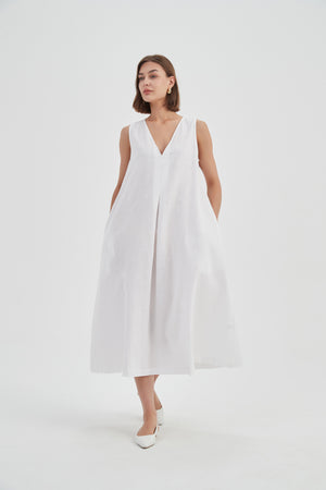 INVERTED PLEAT A-LINE DRESS