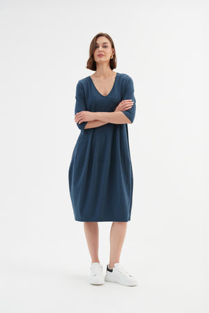 V NECK DIAGONAL SEAM DRESS