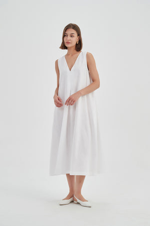 INVERTED PLEAT A-LINE DRESS