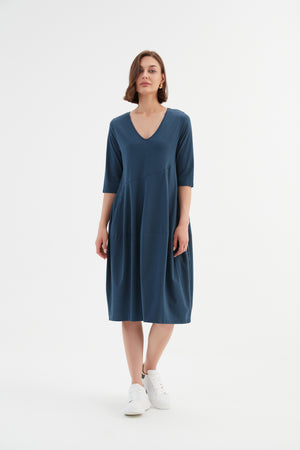 V NECK DIAGONAL SEAM DRESS