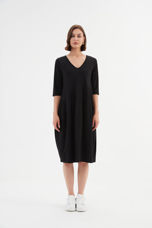 V NECK DIAGONAL SEAM DRESS