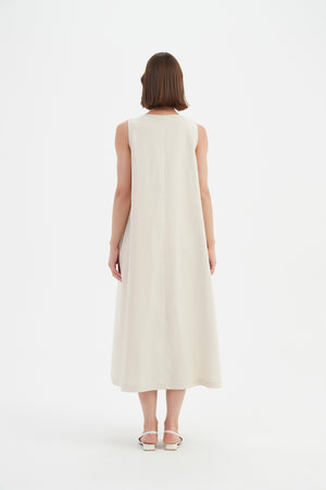 INVERTED PLEAT A-LINE DRESS