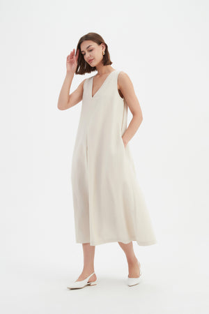 INVERTED PLEAT A-LINE DRESS