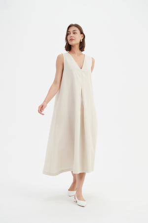 INVERTED PLEAT A-LINE DRESS