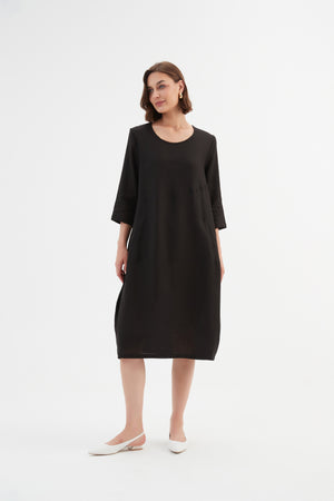 DIAGONAL SEAM LINEN DRESS