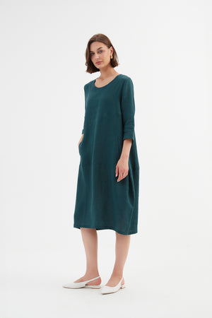 DIAGONAL SEAM LINEN DRESS