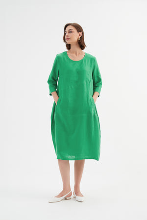 DIAGONAL SEAM LINEN DRESS