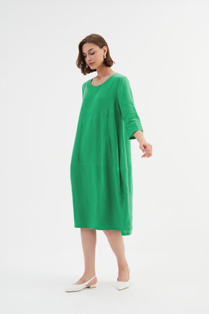 DIAGONAL SEAM LINEN DRESS