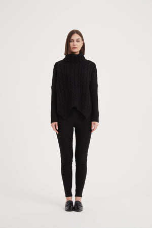 HIGH NECK CABLE KNIT