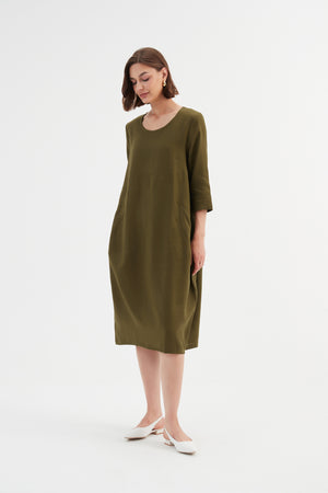 DIAGONAL SEAM LINEN DRESS