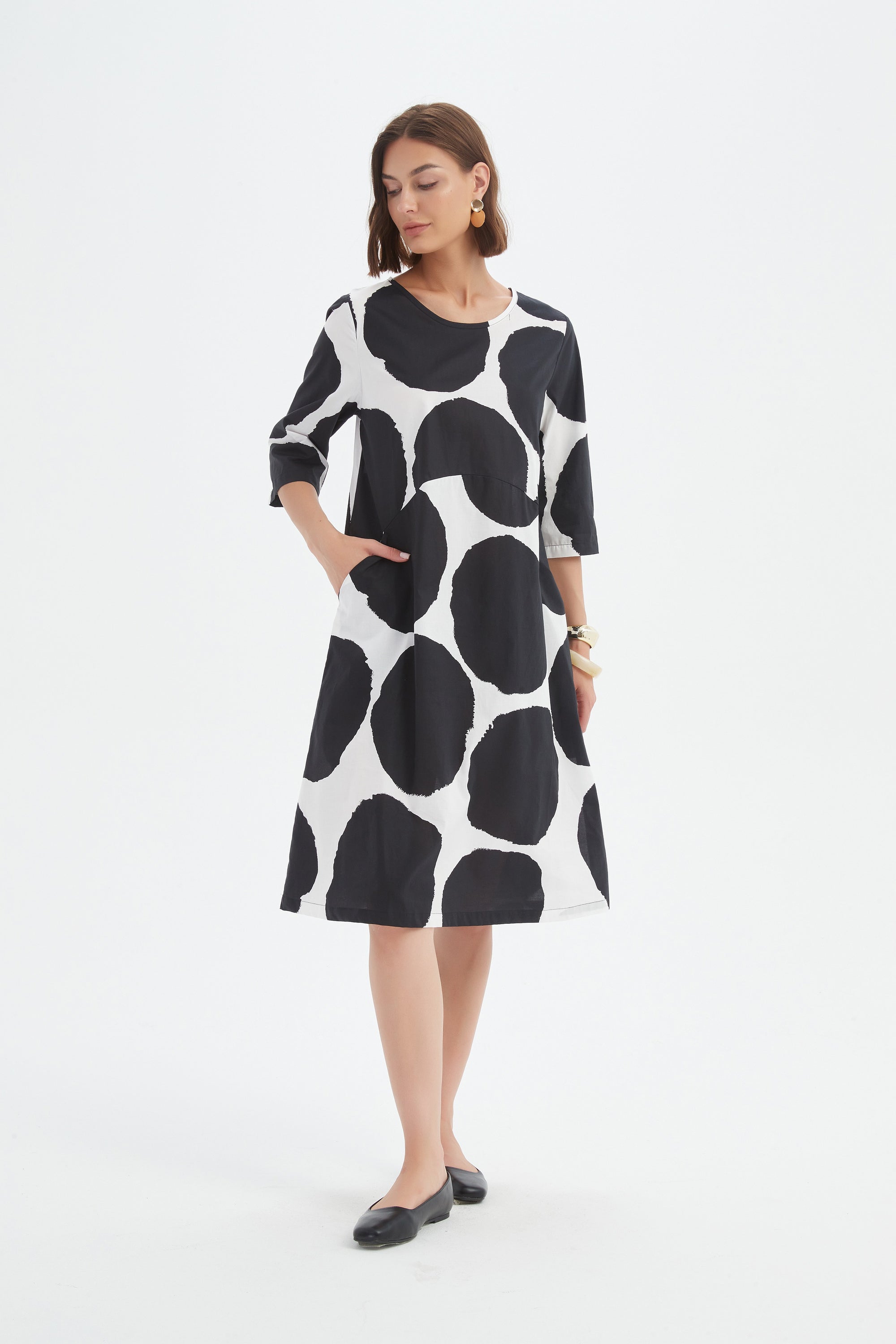 CURVE SEAM POPLIN DRESS