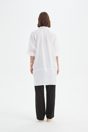 OVERSIZED LINEN SHIRT DRESS