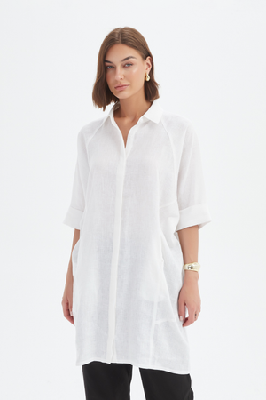 OVERSIZED LINEN SHIRT DRESS
