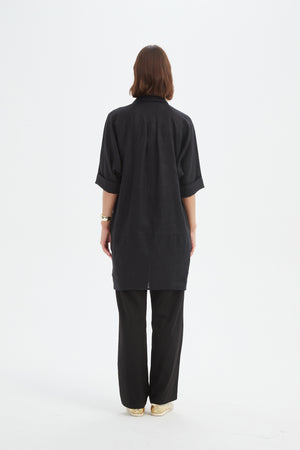 OVERSIZED LINEN SHIRT DRESS