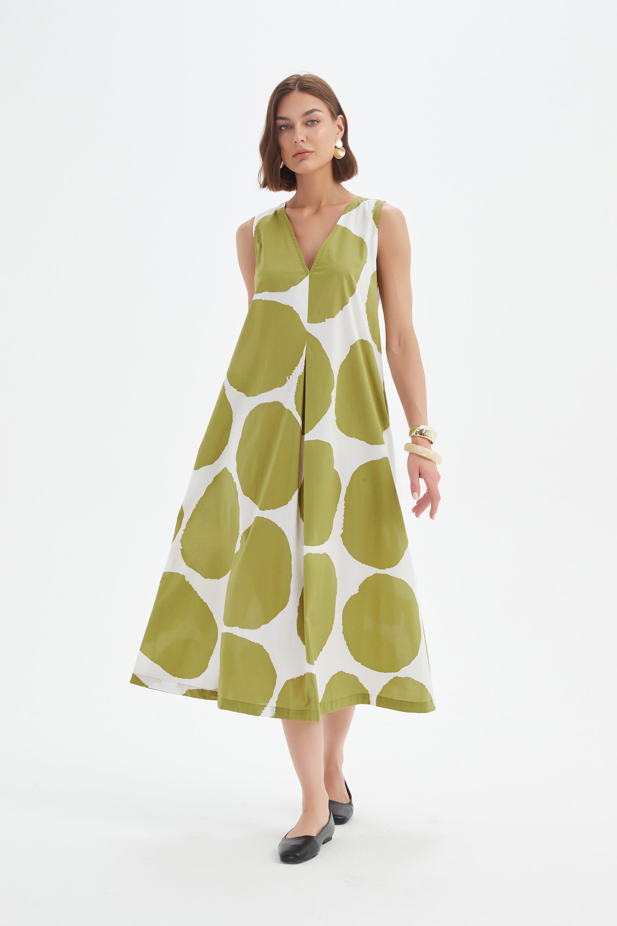 INVERTED PLEAT POPLIN DRESS
