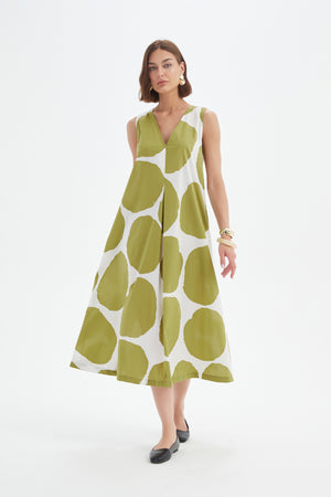INVERTED PLEAT POPLIN DRESS