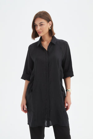 OVERSIZED LINEN SHIRT DRESS