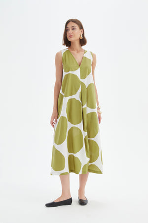 INVERTED PLEAT POPLIN DRESS