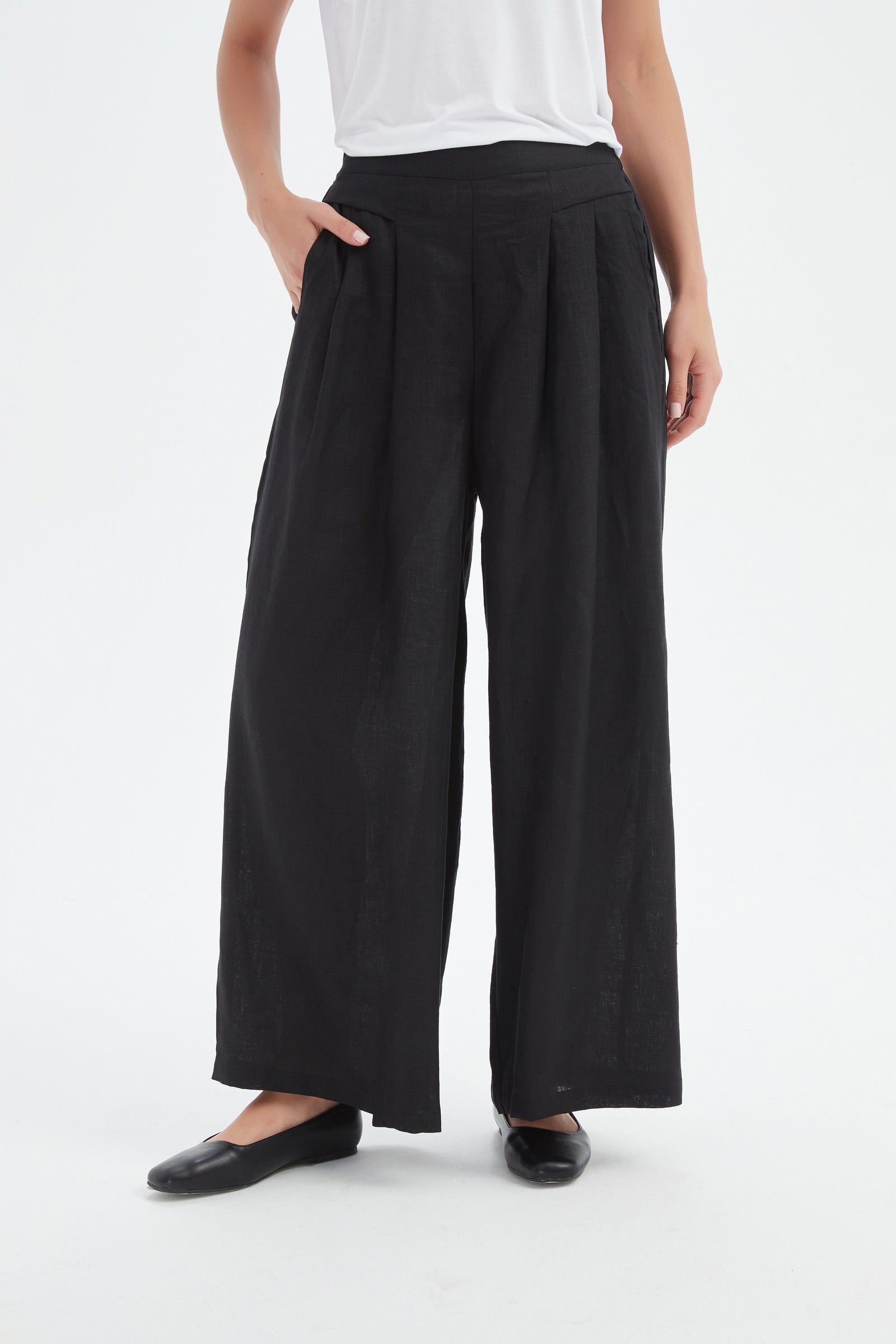 PLEAT FRONT PALAZZO PANT