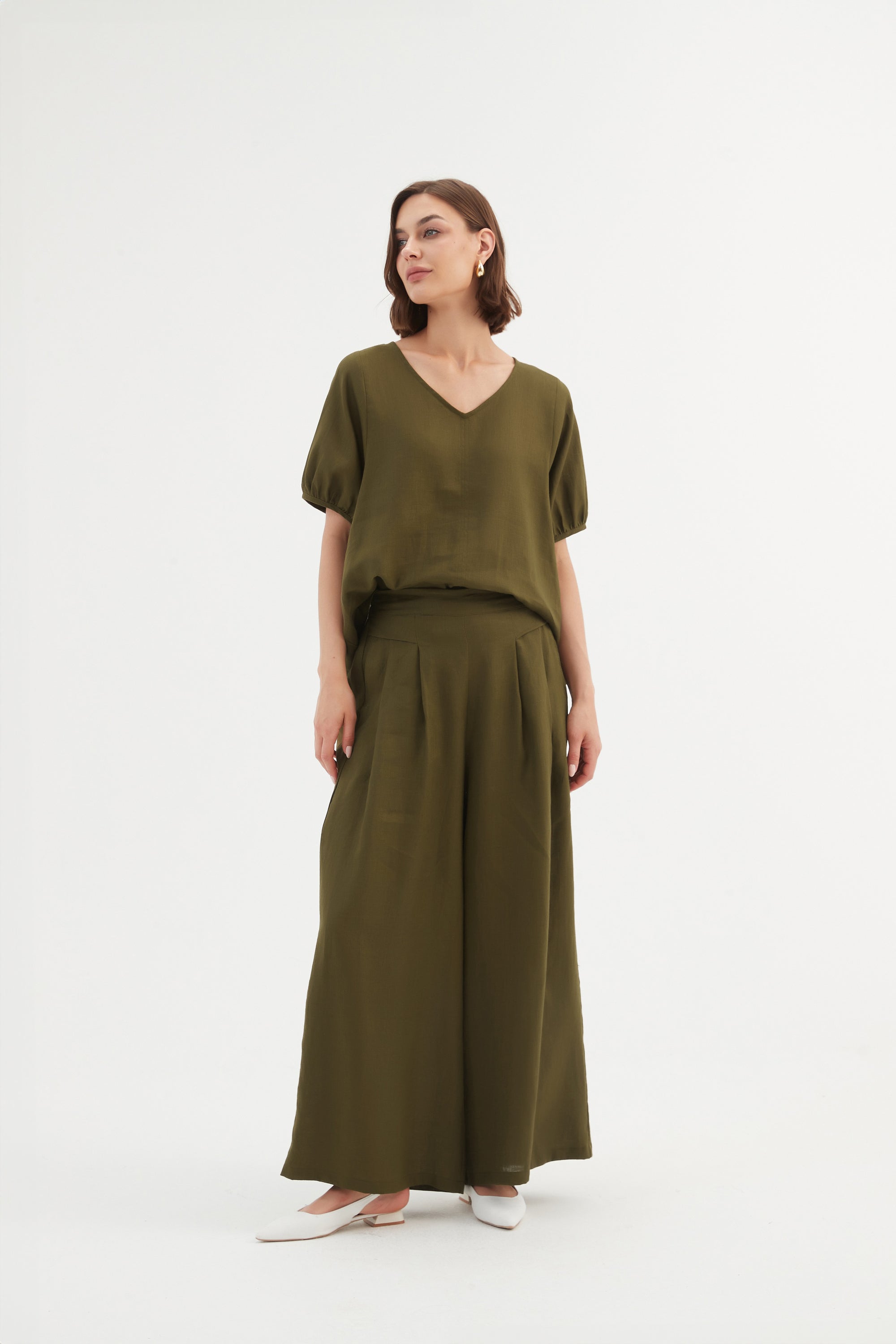 PLEAT FRONT PALAZZO PANT