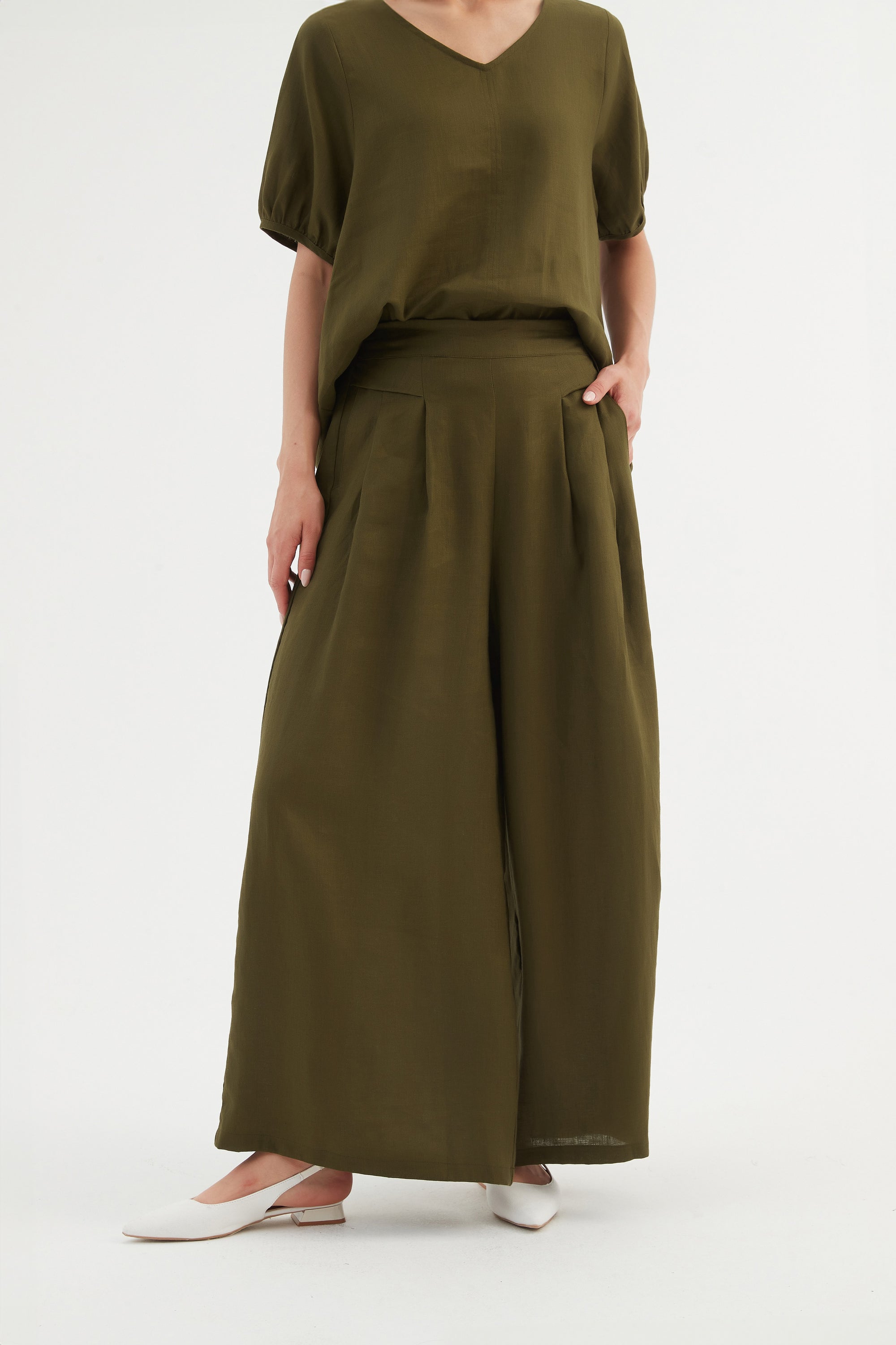 PLEAT FRONT PALAZZO PANT