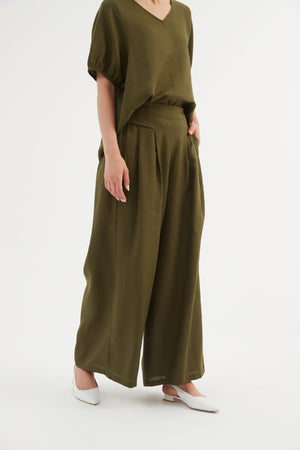 PLEAT FRONT PALAZZO PANT