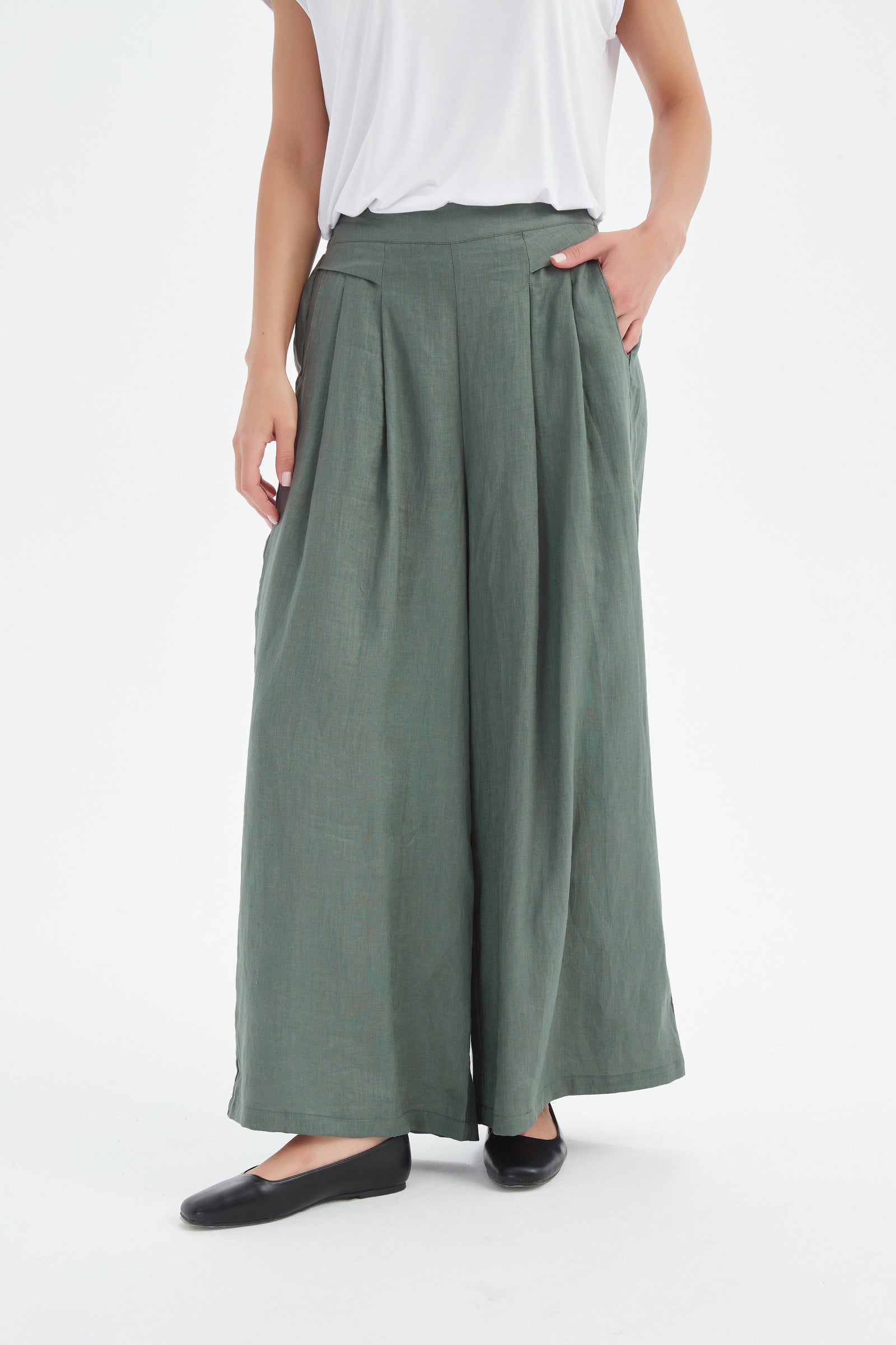 PLEAT FRONT PALAZZO PANT