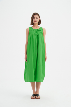 PLEAT NECK DRESS