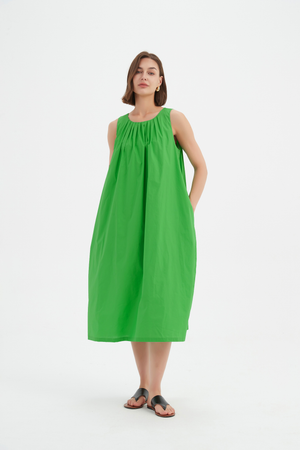 PLEAT NECK DRESS