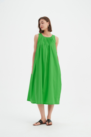 PLEAT NECK DRESS