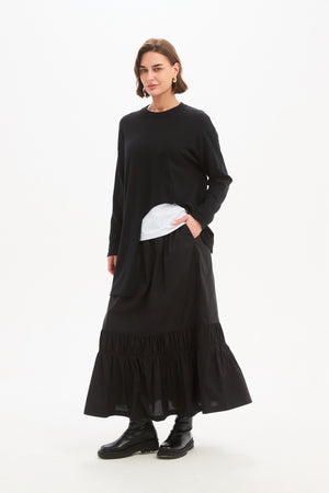 Women's Merino Wool Blend Knitted Sweater | Asymmetric Zip Knit black side