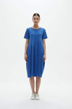 SHORT SLEEVE DIAGONAL SEAM DRESS
